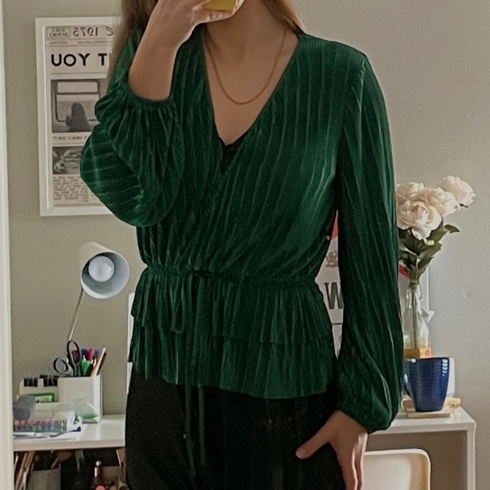 Emerald Ruched Waist Zara Blouse